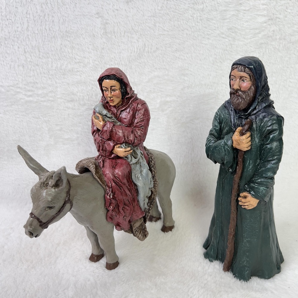 Vintage Nativity Figures THT 560 558 Mary Joseph Donkey Christmas Statues Set MC